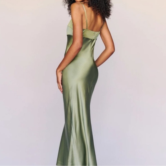 Reformation Kailyn Silk Dress Midi Artichoke Green XL - Picture 10 of 10